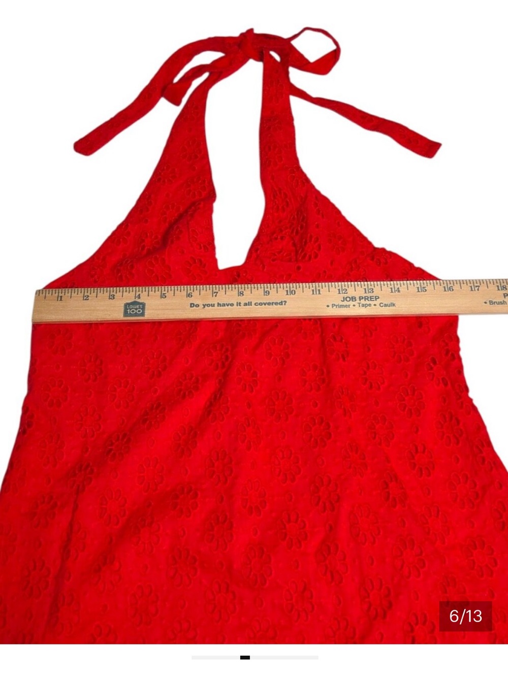 Free People Red Eyelet Halter Slip Dress - Picture 4 of 7